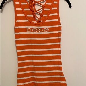 Bebe Orange Striped Women's Top
